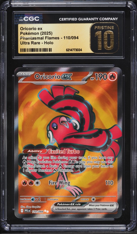2025 Pokemon Mega Evolution Phantasmal Flames Full Art Oricorio Ex #110 CGC 10 PRISTINE