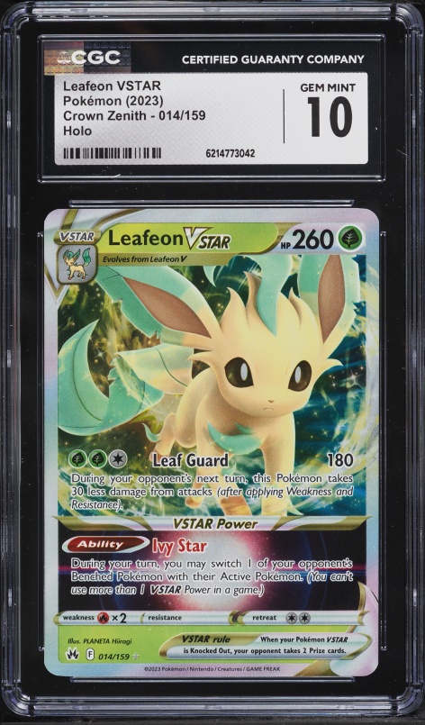 2023 Pokemon Sword & Shield Crown Zenith Holo Leafeon VSTAR #14 CGC 10 GEM MINT