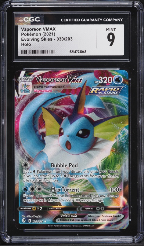 2021 Pokemon Sword & Shield Evolving Skies Alt Art Vaporeon VMAX #30 CGC 9 MINT