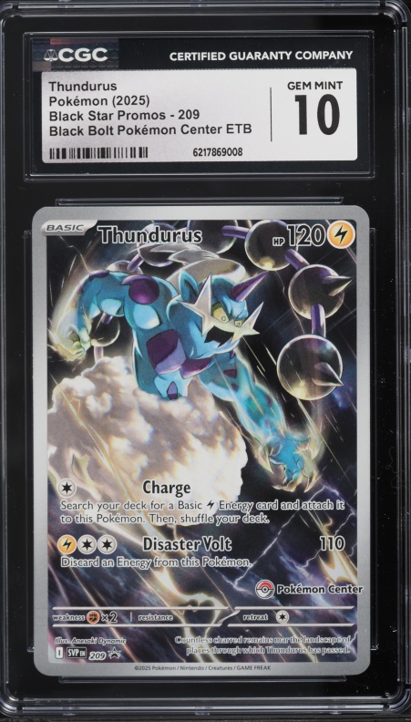 2025 Pokemon SV Promo Black Bolt Center ETB Full Art Thundurus #209 CGC 10 GEM MINT
