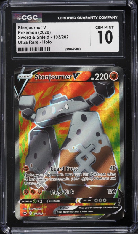 2020 Pokemon Sword & Shield Full Art Stonjourner V #193 CGC 10 GEM MINT