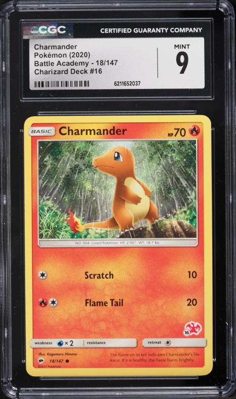 2020 Pokemon Sword & Shield Battle Academy Charizard Deck 16 Charmander #18 CGC 9 MINT
