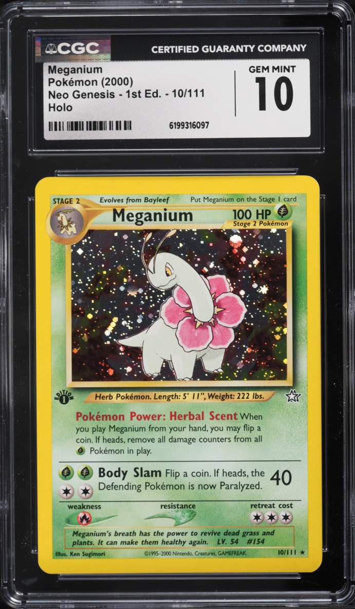 2000 Pokemon Neo Genesis 1st Edition Holo Meganium #10 CGC 10 GEM MINT