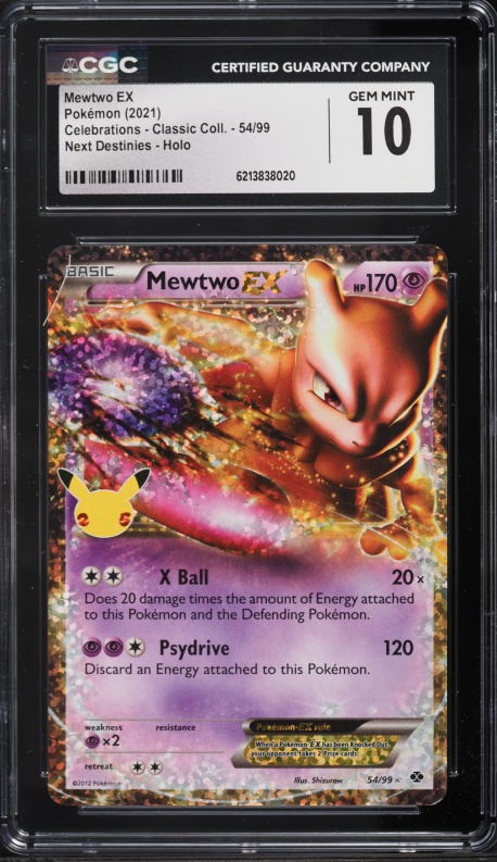 2021 Pokemon Sword & Shield Celebrations Classic Collection Holo Mewtwo Ex #54 CGC 10 GEM MINT