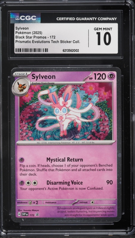2025 Pokemon SV Promo Prismatic Evolutions Tech Sticker Sylveon #172 CGC 10 GEM MINT