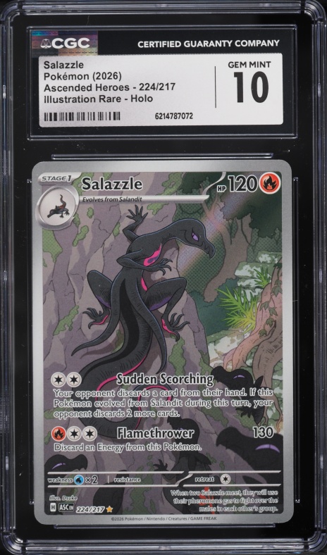 2026 Pokemon Mega Evolution Ascended Heroes IR Salazzle #224 CGC 10 GEM MINT