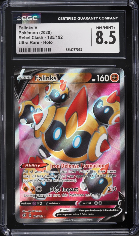 2020 Pokemon Rebel Clash Full Art Holo Falinks V #185 CGC 8.5 NM-MT+