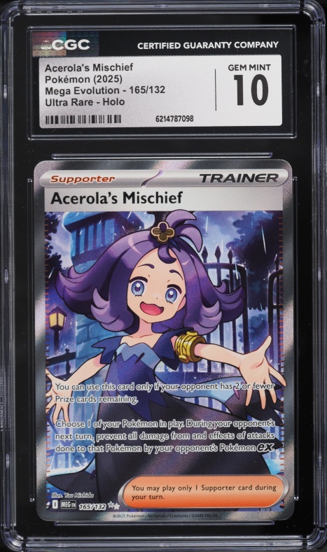 2025 Pokemon Mega Evolution Full Art Acerola's Mischief #165 CGC 10 GEM MINT