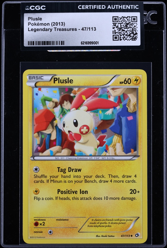 2013 Pokemon Legendary Treasures Plusle #47 CGC AUTH