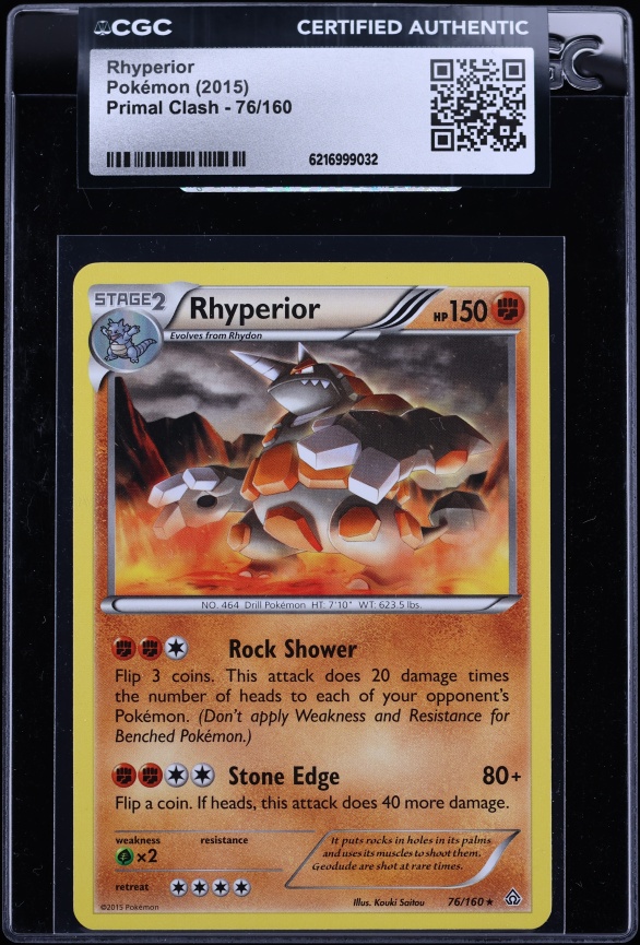 2015 Pokemon Primal Clash Rhyperior #76 CGC AUTH