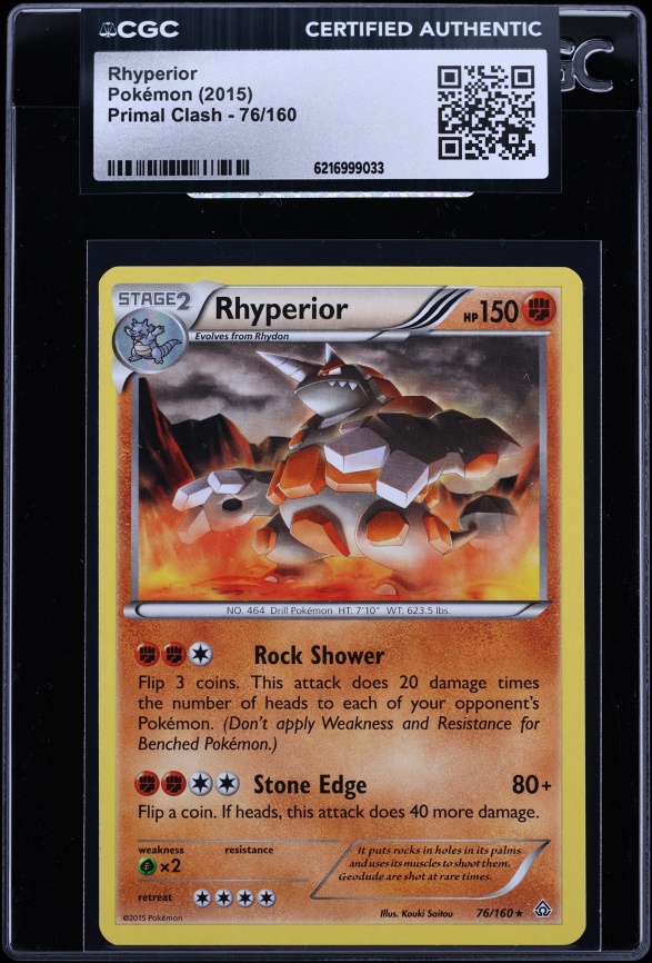 2015 Pokemon Primal Clash Rhyperior #76 CGC AUTH