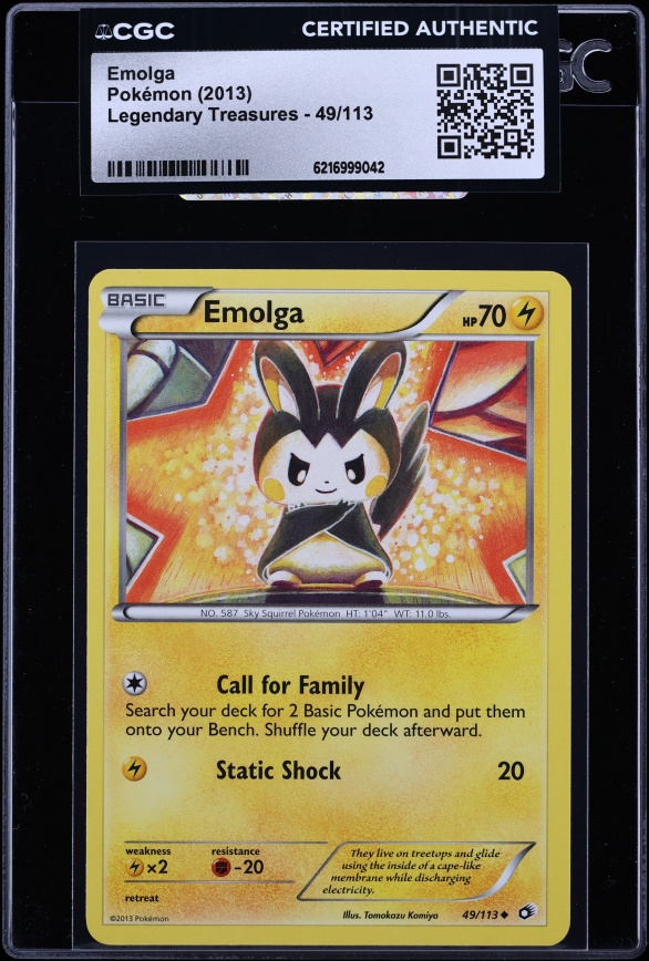 2013 Pokemon Black & White Legendary Treasures Emolga #49 CGC AUTH