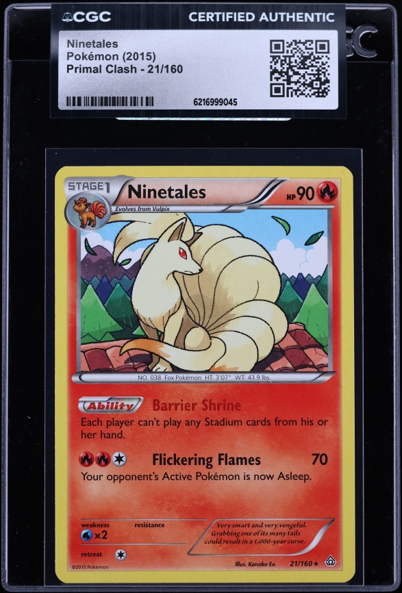 2015 Pokemon Primal Clash Ninetales #21 CGC AUTH