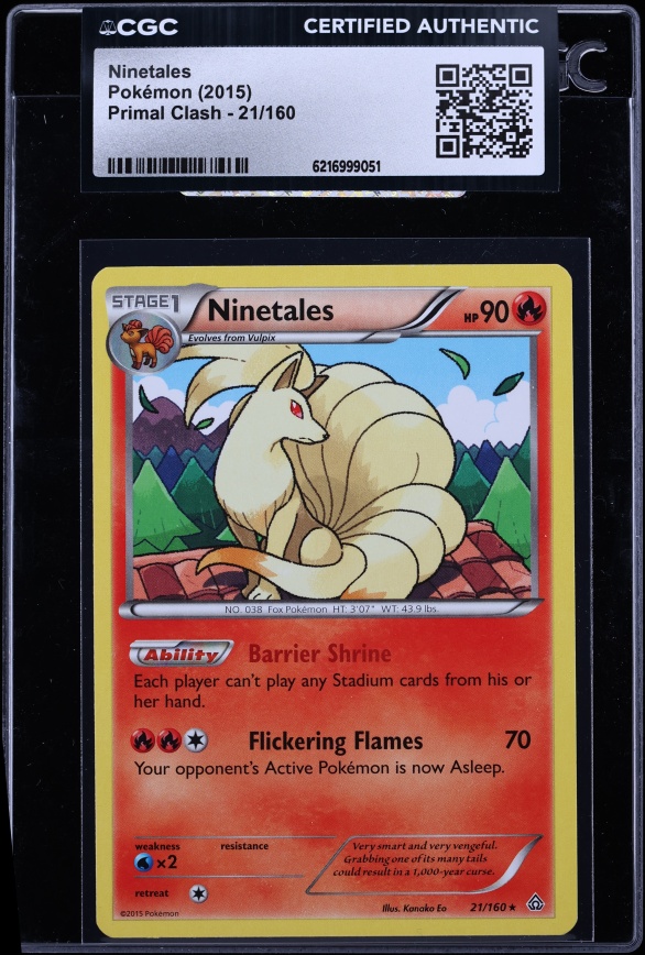 2015 Pokemon Primal Clash Ninetales #21 CGC AUTH