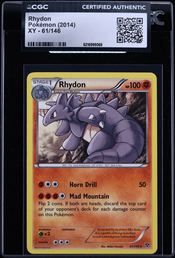 2014 Pokemon Xy Rhydon #61 CGC AUTH