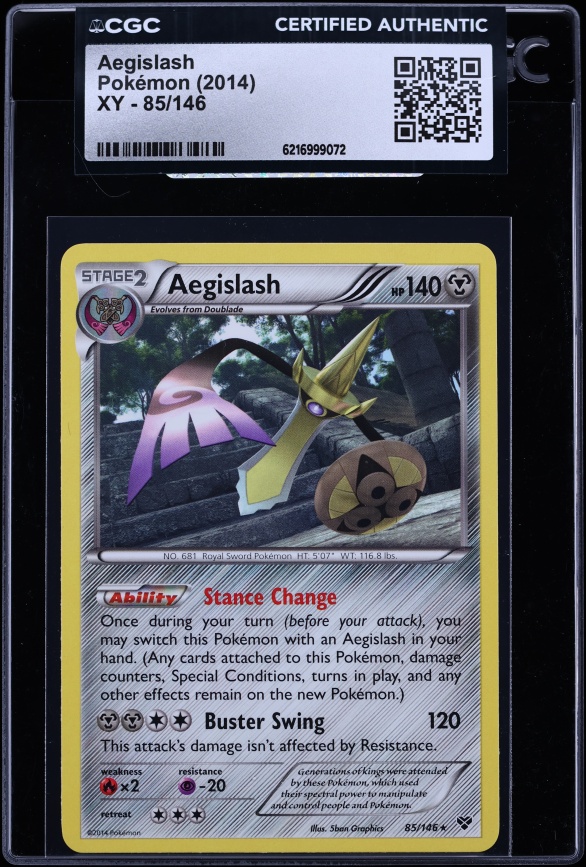 2014 Pokemon Xy Aegislash #85 CGC AUTH
