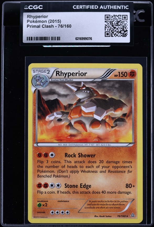 2015 Pokemon Primal Clash Rhyperior #76 CGC AUTH
