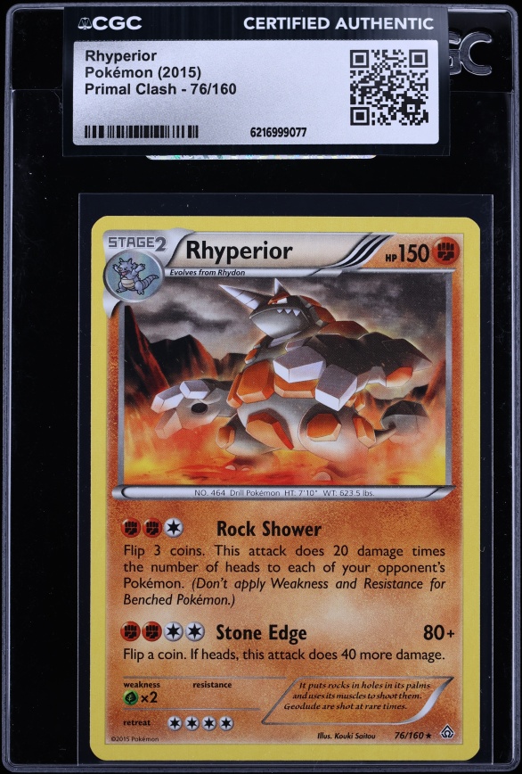 2015 Pokemon Primal Clash Rhyperior #76 CGC AUTH