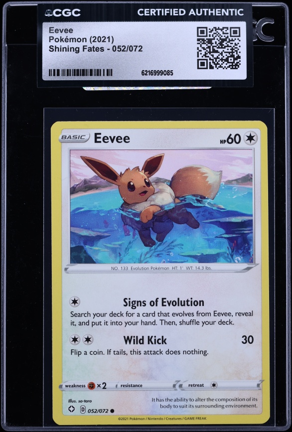 2021 Pokemon Sword & Shield Shining Fates Eevee #52 CGC AUTH
