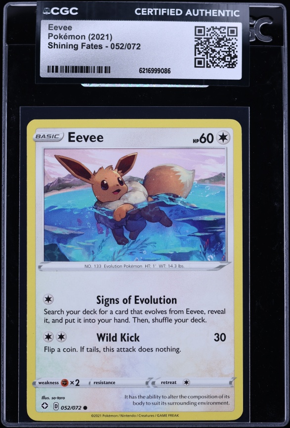 2021 Pokemon Sword & Shield Shining Fates Eevee #52 CGC AUTH