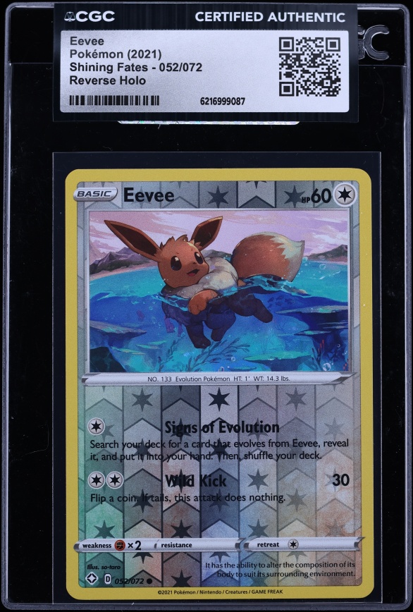 2021 Pokemon Sword & Shield Shining Fates Reverse Holo Eevee #52 CGC AUTH