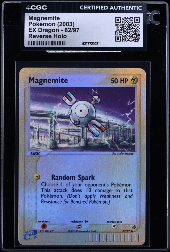 2003 Pokemon EX Dragon Reverse Holo Magnemite #62 CGC AUTH
