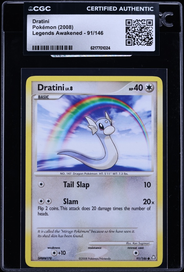 2008 Pokemon Diamond & Pearl Legends Awakened Dratini #91 CGC AUTH