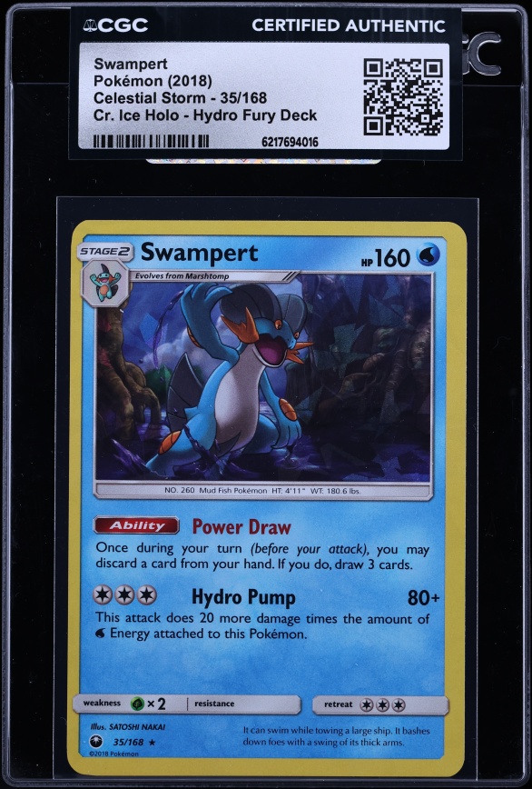 2018 Pokemon Sun & Moon Celestial Storm Holo Swampert #35 CGC AUTH