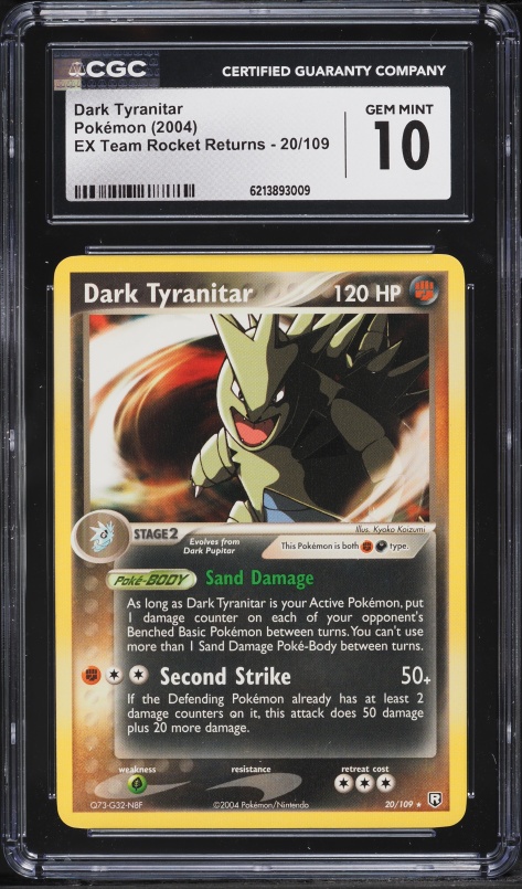 2004 Pokemon EX Team Rocket Returns Dark Tyranitar #20 CGC 10 GEM MINT