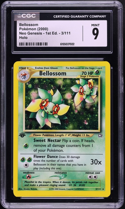 2000 Pokemon Neo Genesis 1st Edition Holo Bellossom #3 CGC 9 MINT
