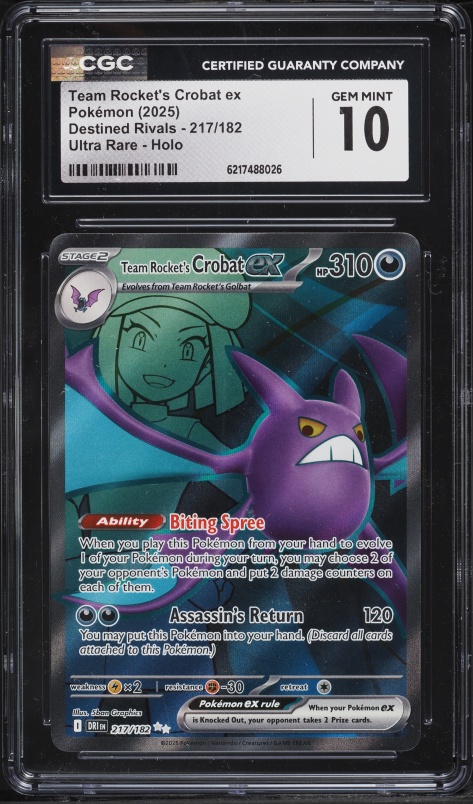 2025 Pokemon SV Destined Rivals Full Art Team Rocket's Crobat Ex #217 CGC 10 GEM MINT