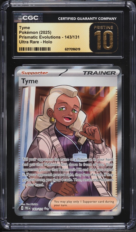 2025 Pokemon Scarlet & Violet Prismatic Evolutions Full Art Tyme #143 CGC 10 PRISTINE