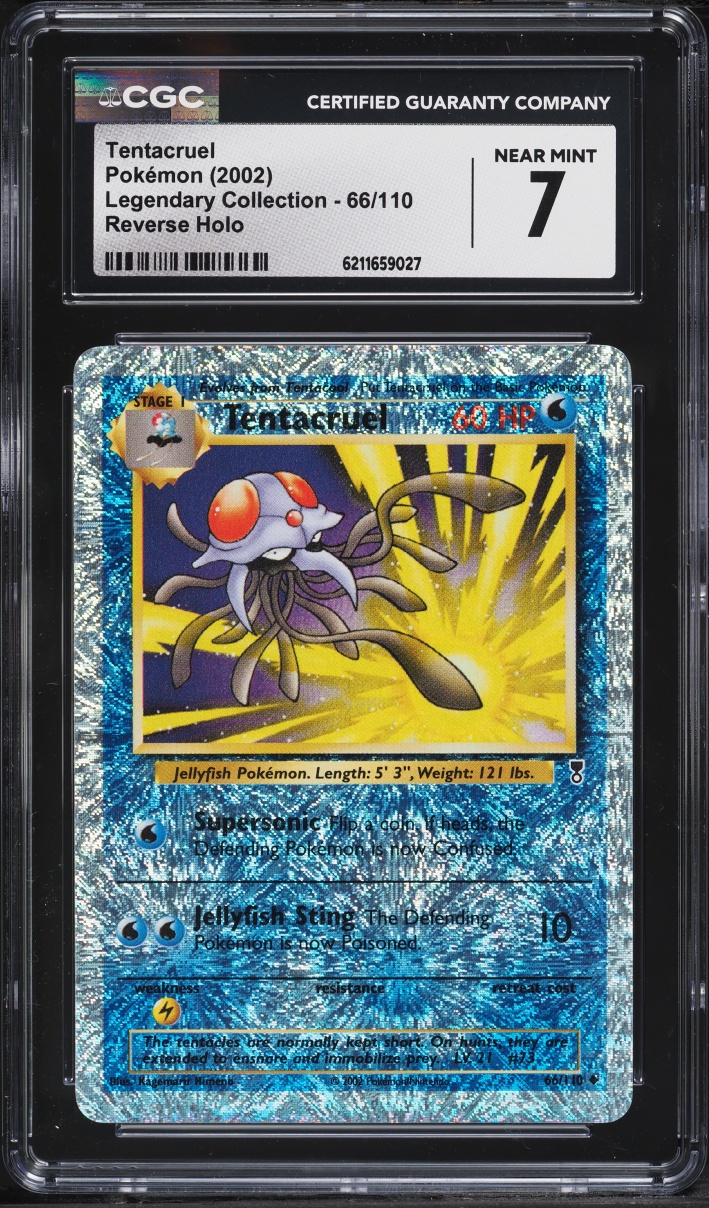 2002 Pokemon Legendary Collection Reverse Holo Tentacruel #66 CGC 7 NRMT