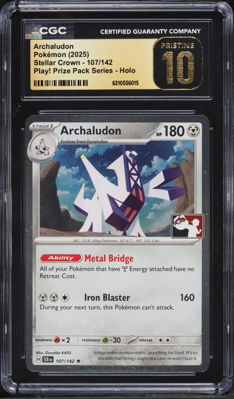 2025 Pokemon Scarlet & Violet Stellar Crown Play! Prize Holo Archaludon #107 CGC 10 PRISTINE