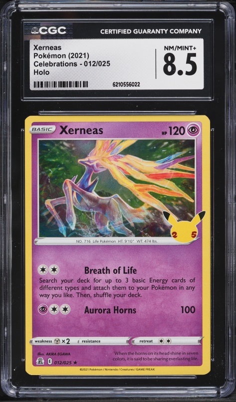 2021 Pokemon Sword & Shield Celebrations Holo Xerneas #12 CGC 8.5 NM-MT+
