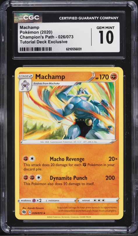 2020 Pokemon Sword & Shield Champion's Path Tutorial Deck Exclusive Machamp #26 CGC 10 GEM MINT