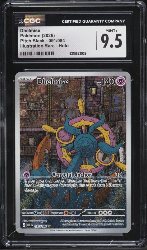 2026 Pokemon Mega Evolution Pitch Black IR Dhelmise #91 CGC 9.5 MINT+