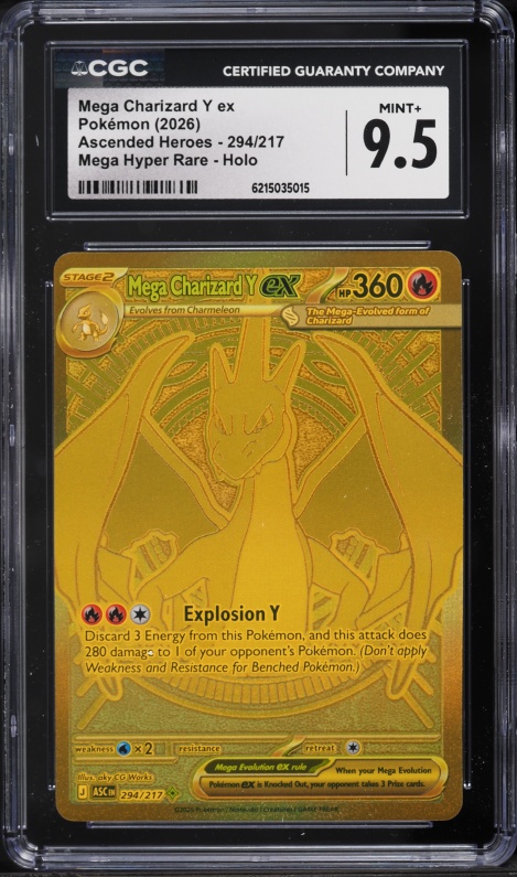 2026 Pokemon Mega Evolution Ascended Heroes Gold Rare Mega Charizard Y Ex #294 CGC 9.5 MINT+
