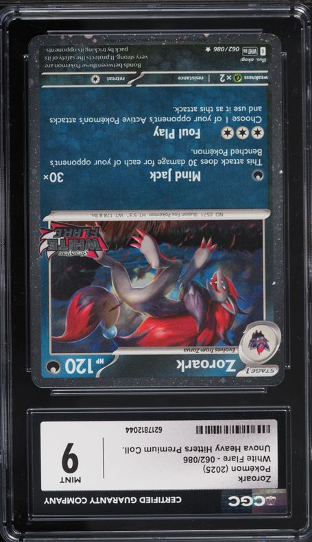 2025 Pokemon Scarlet & Violet White Flare Unova Heavy Hitters Premium Zoroark #62 CGC 9 MINT