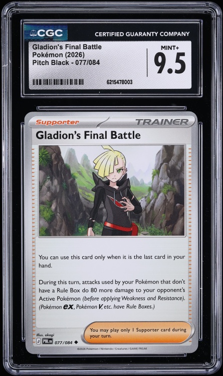 2026 Pokemon Mega Evolution Pitch Black Gladion's Final Battle #77 CGC 9.5 MINT+