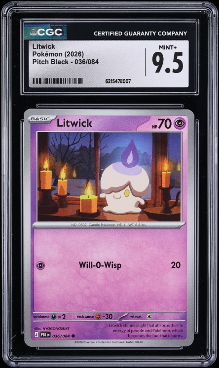 2026 Pokemon Mega Evolution Pitch Black Litwick #36 CGC 9.5 MINT+