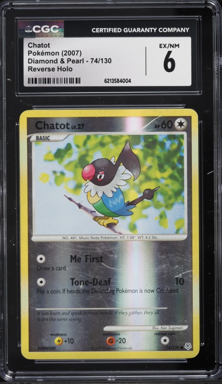 2007 Pokemon Diamond & Pearl Reverse Holo Chatot #74 CGC 6 EXMT