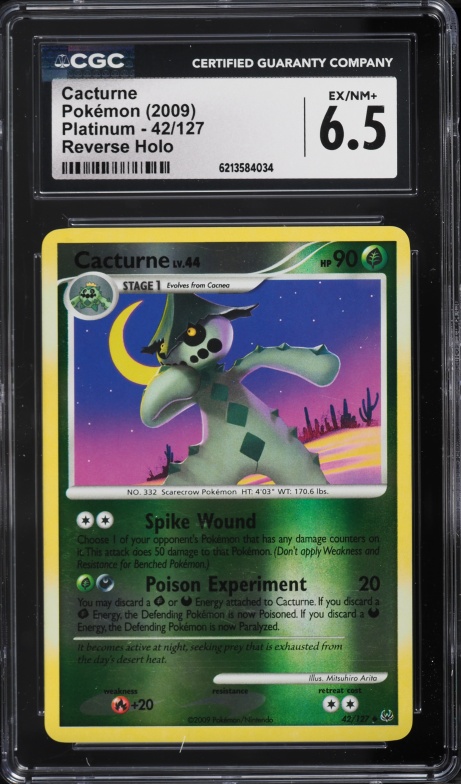 2009 Pokemon Platinum Reverse Holo Cacturne #42 CGC 6.5 EXMT+