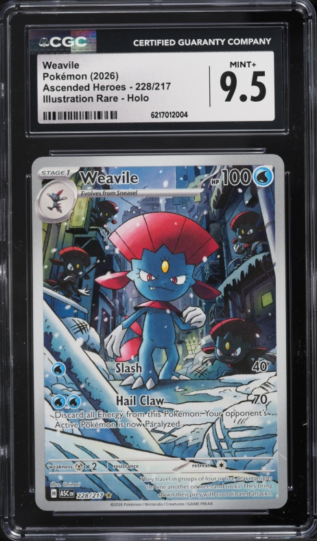 2026 Pokemon Mega Evolution Ascended Heroes IR Weavile #228 CGC 9.5 MINT+