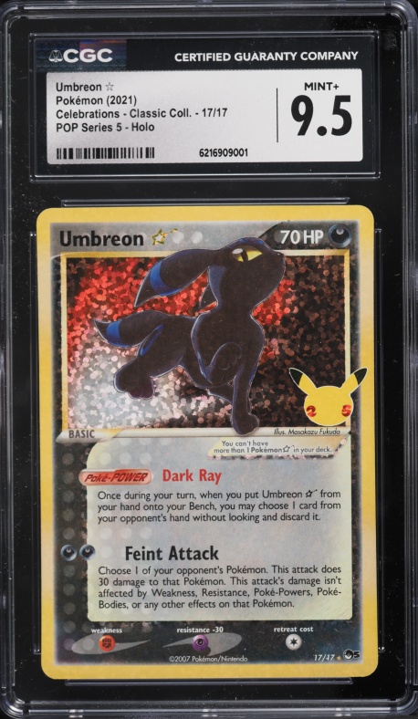 2021 Pokemon Sword & Shield Celebrations POP Series 5 Holo Umbreon Gold Star #17 CGC 9.5 MINT+