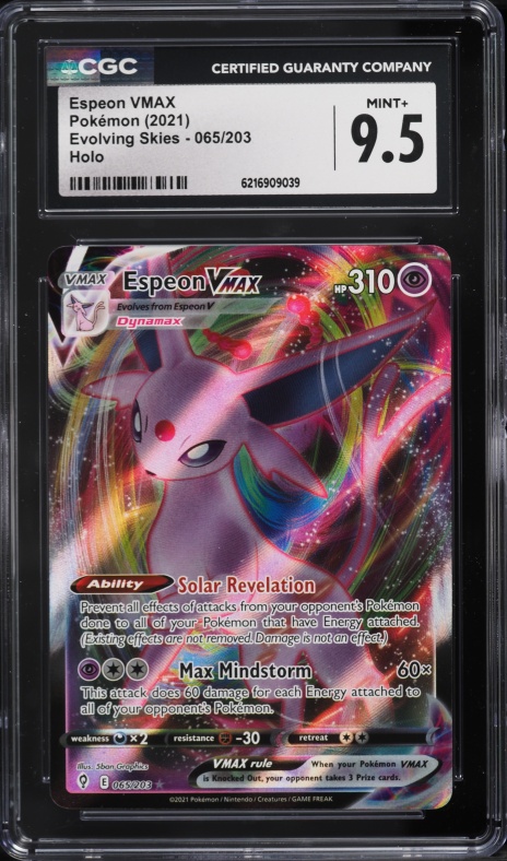 2021 Pokemon Sword & Shield Evolving Skies Alt Art Espeon VMAX #65 CGC 9.5 MINT+