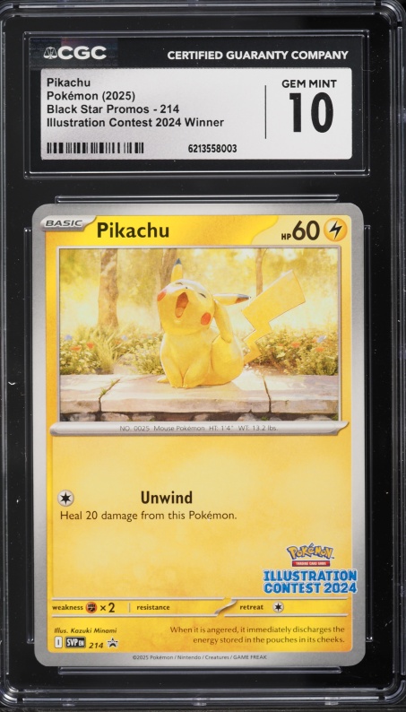 2025 Pokemon Scarlet & Violet Promo Illustration Contest Pikachu #214 CGC 10 GEM MINT