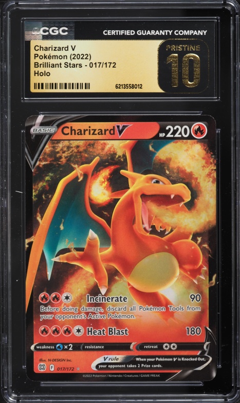 2022 Pokemon Sword & Shield Brilliant Stars Holo Charizard V #17 CGC 10 PRISTINE