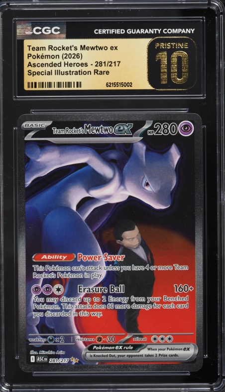 2026 Pokemon Mega Evolution Ascended Heroes SIR Team Rocket's Mewtwo EX #281 CGC 10 PRISTINE