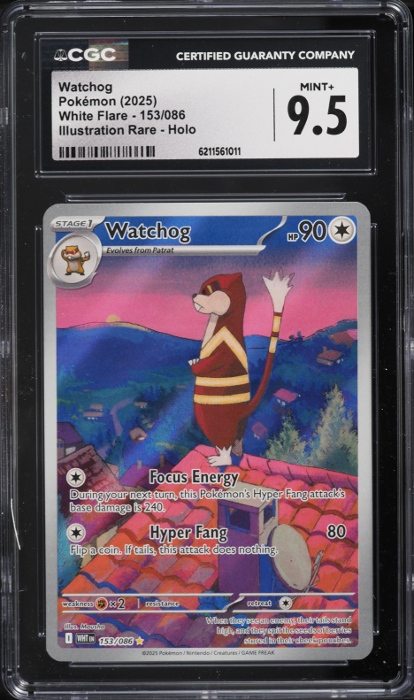 2025 Pokemon Scarlet & Violet White Flare IR Watchog #153 CGC 9.5 MINT+